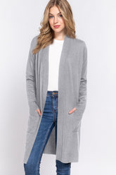 ACTIVE BASIC Women's Open Front Ribbed Knit Cardigan - Versatile & Chic Layering Essential